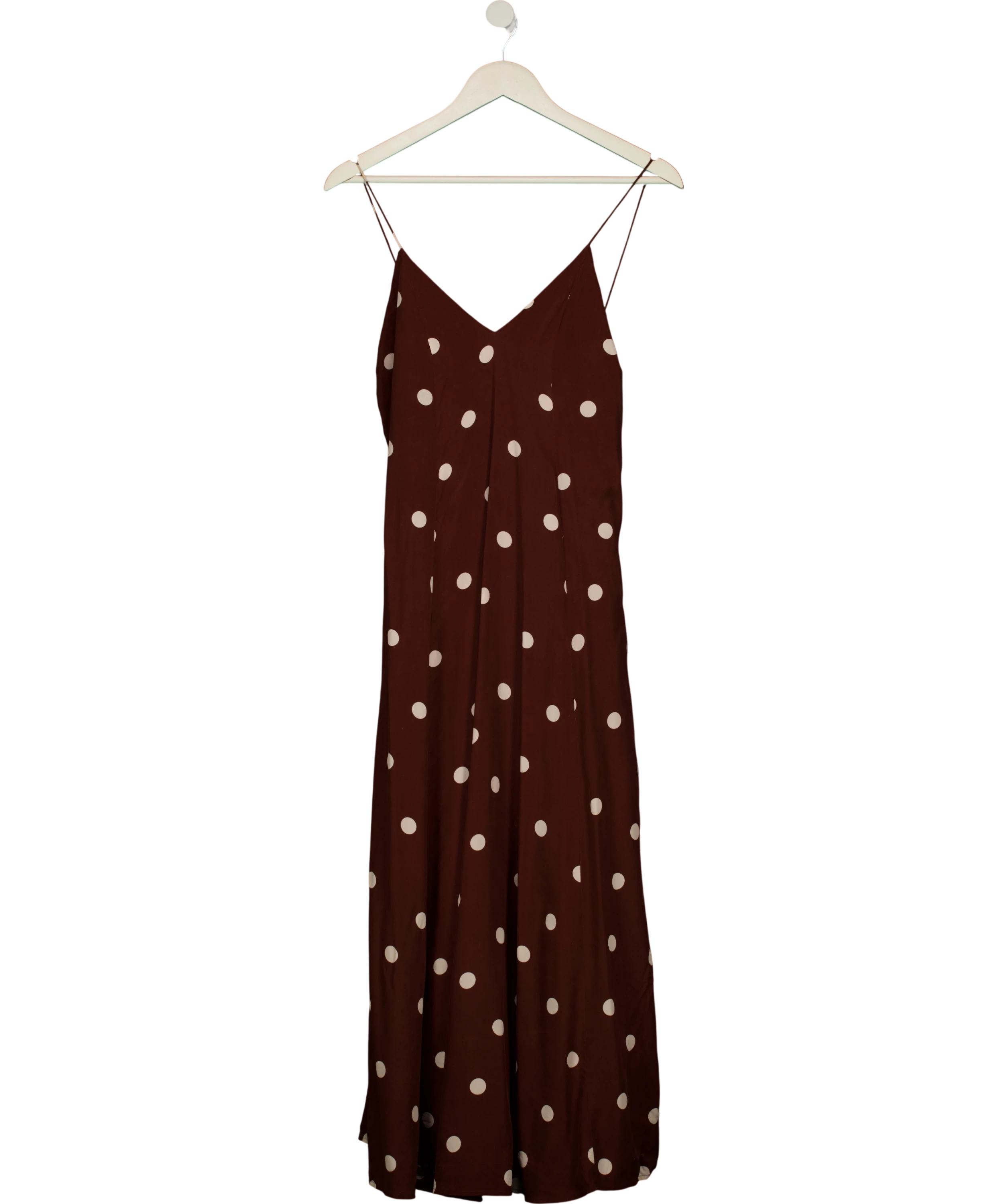 Sezane Brown Giuseppa Dress  Ecru Polka Dots On Chocolate Print Fr34 UK 6 — Front
