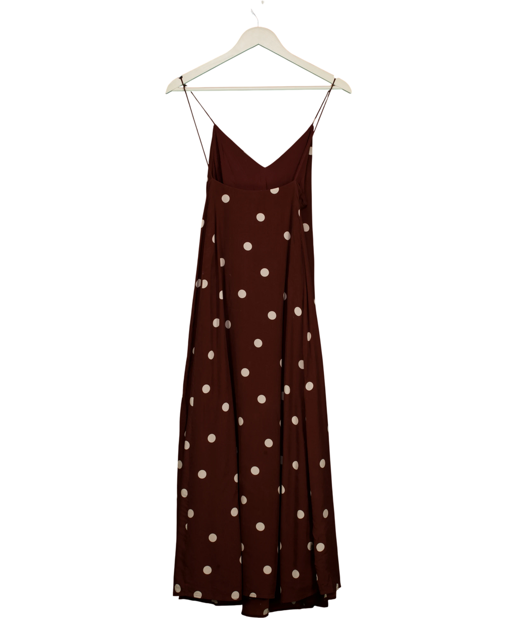 Sezane Brown Giuseppa Dress  Ecru Polka Dots On Chocolate Print Fr34 UK 6 — Back