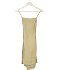 BRAND SERVICE Beige Crinkle Backless Mini Dress UK S — Front