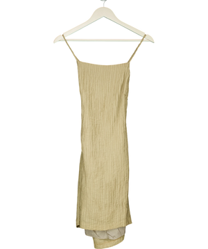 BRAND SERVICE Beige Crinkle Backless Mini Dress UK S
