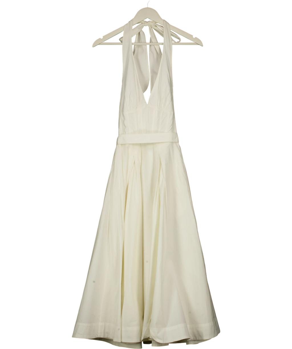House of CB Ivory White Cotton Corset Midi Dress UK XS — Front
