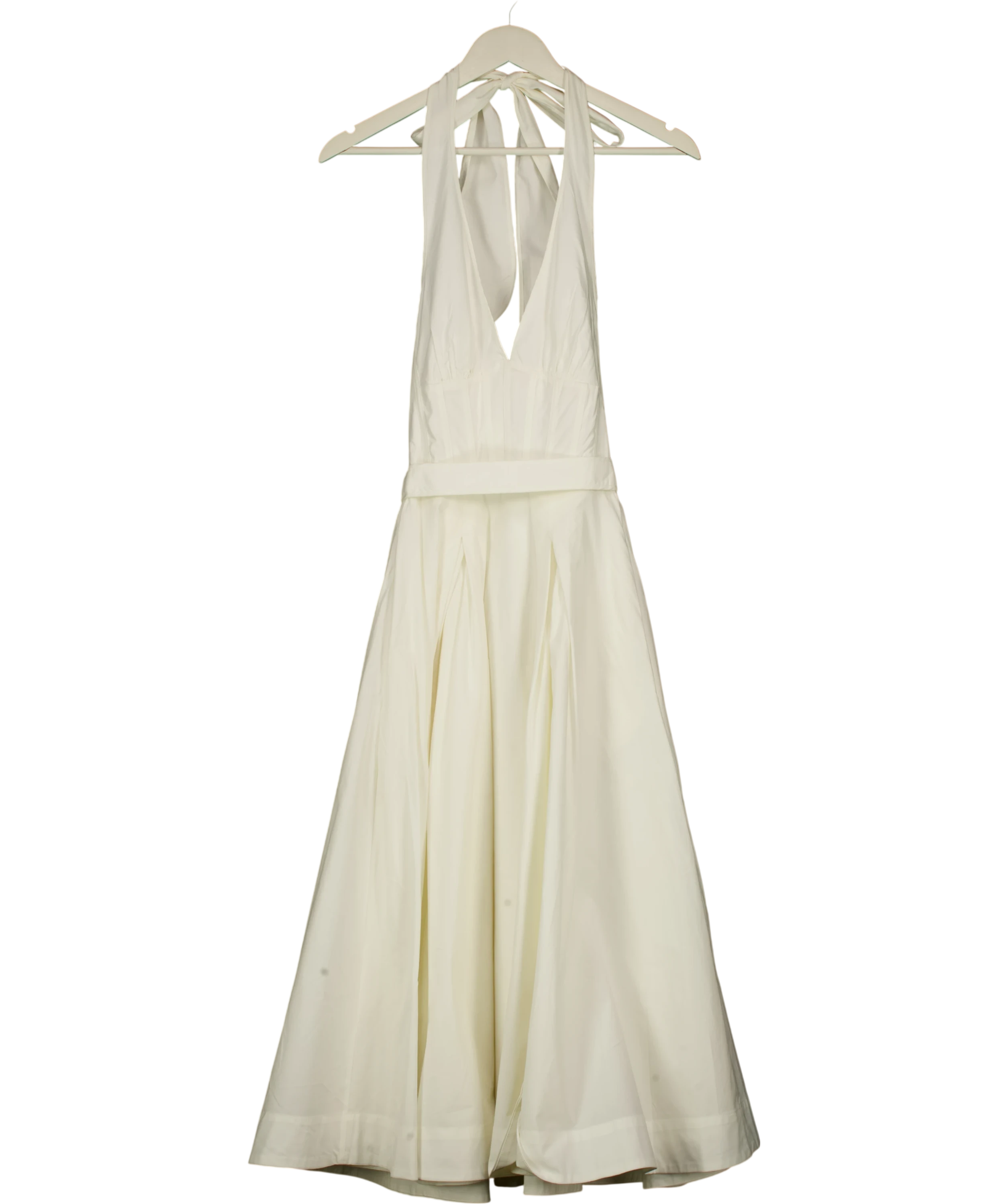 House of CB Ivory White Cotton Corset Midi Dress UK XS — Front