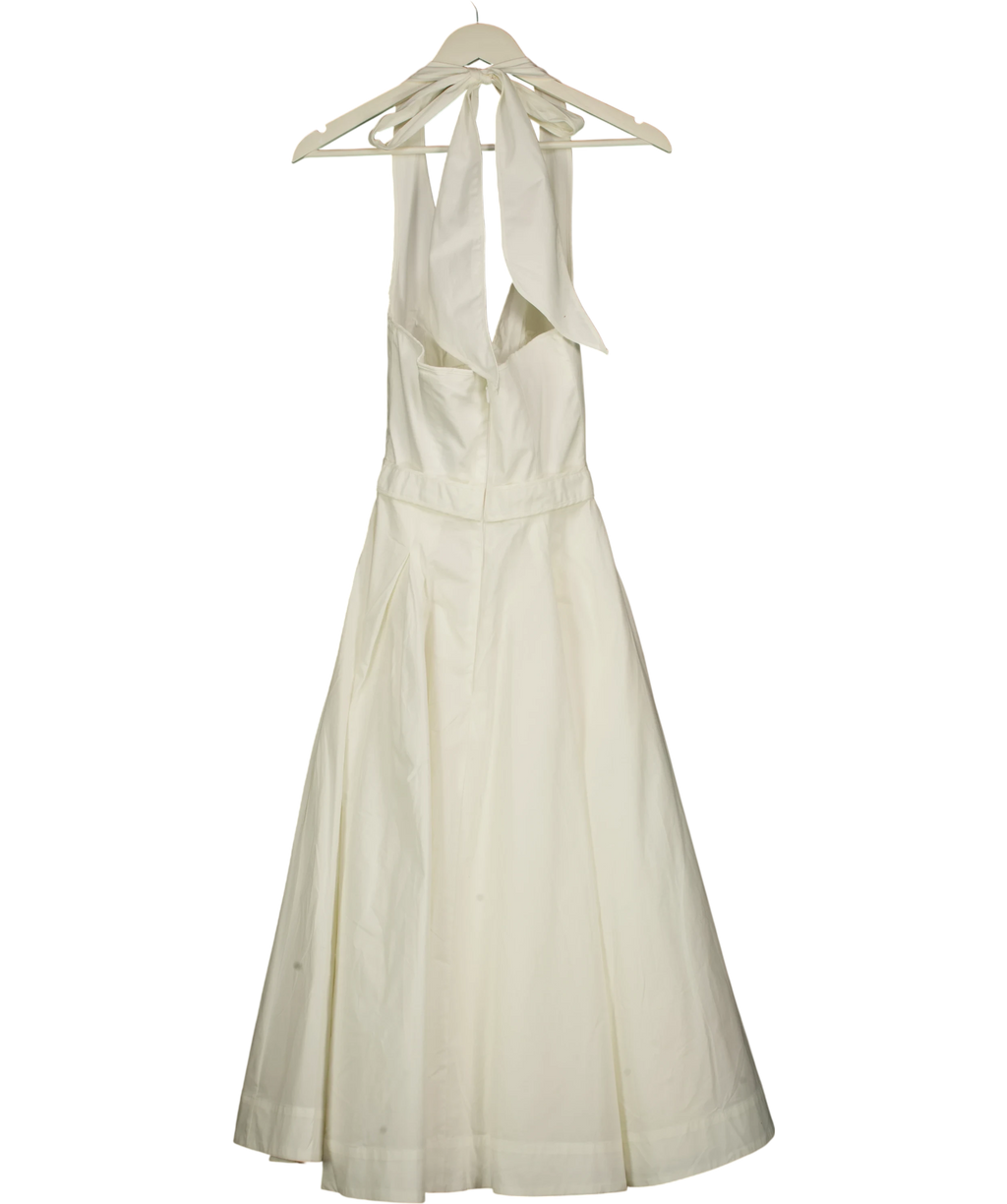 House of CB Ivory White Cotton Corset Midi Dress UK XS — Back