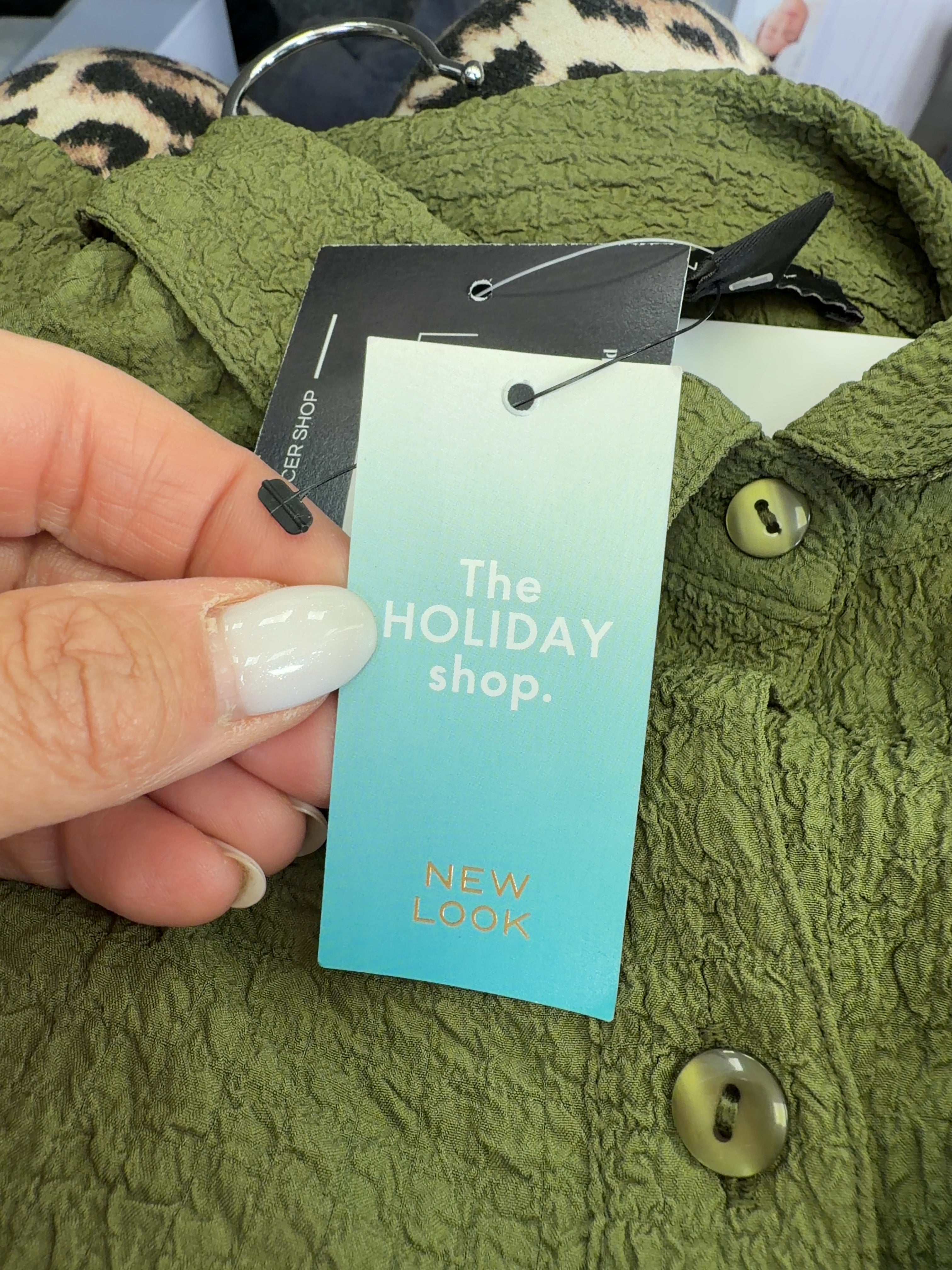 New Look Green Crinkle Shirt & Shorts Co-ord Set Olive UK S