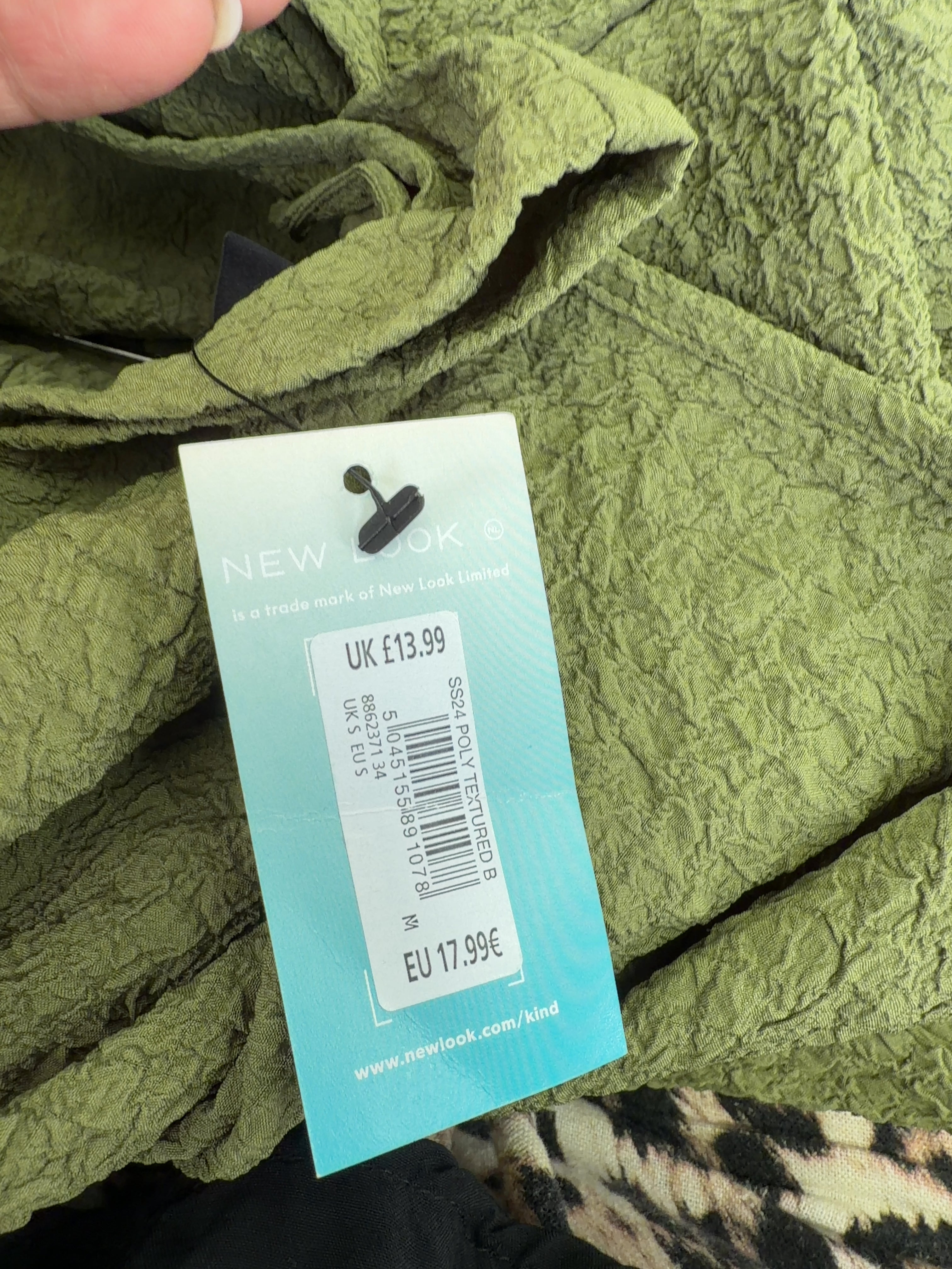 New Look Green Crinkle Shirt & Shorts Co-ord Set Olive UK S