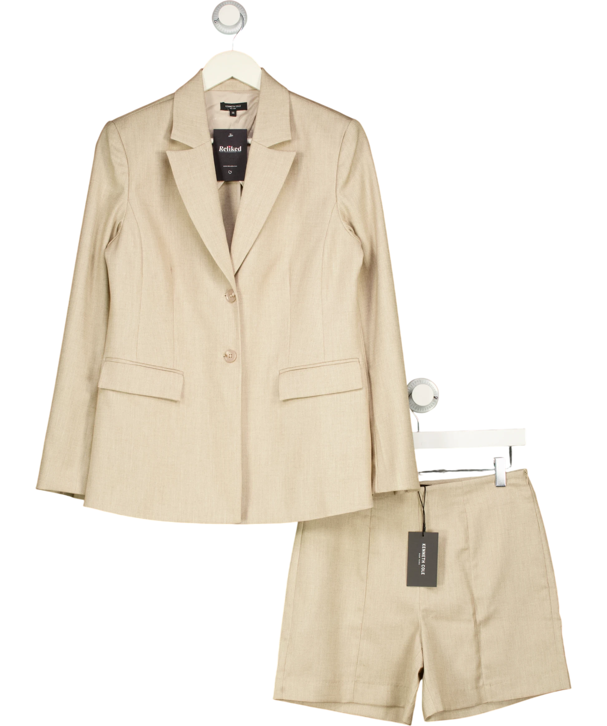 KENNETH COLE Beige 2-piece Blazer And Shorts Set Sand 36 UK 8