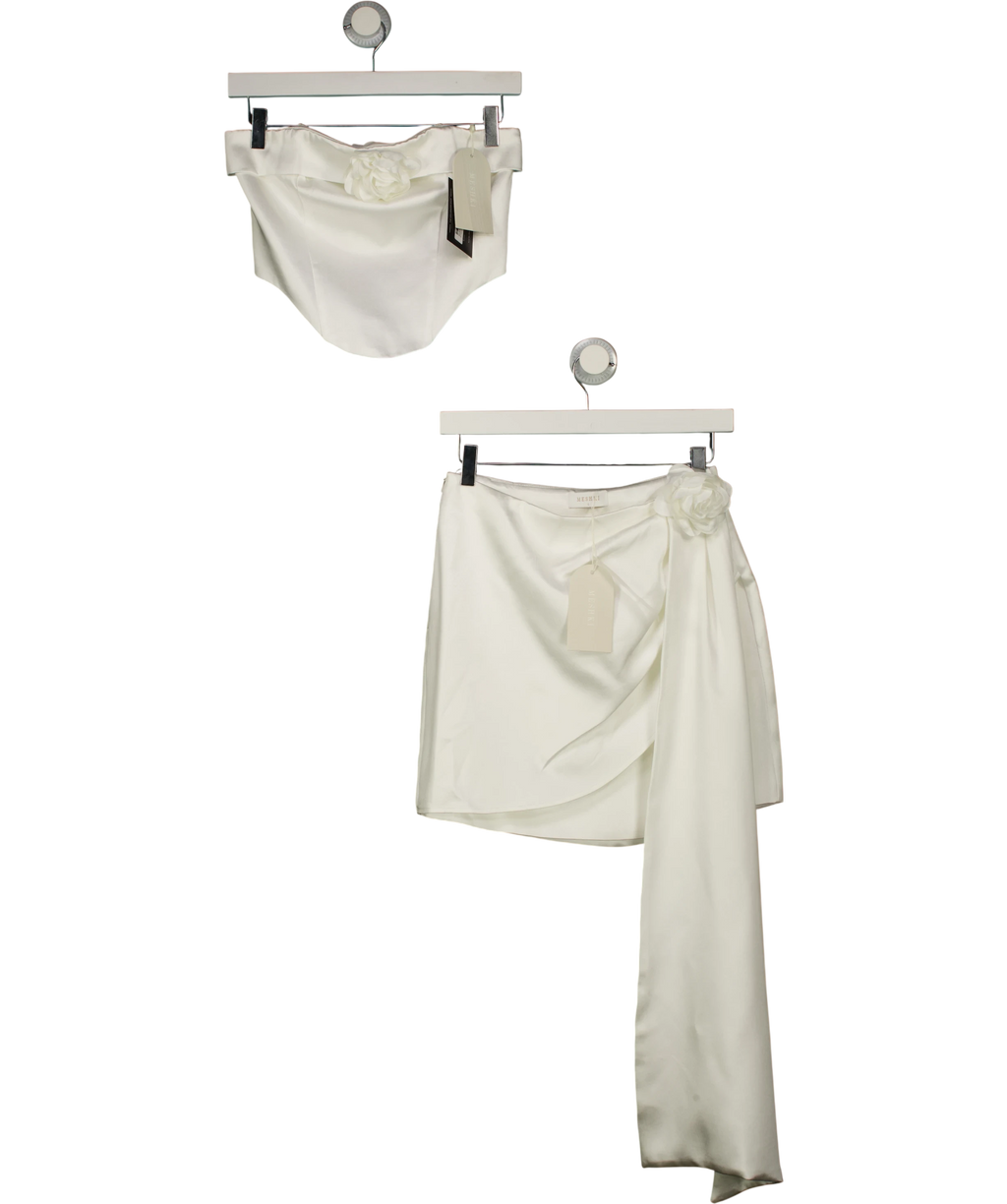 Meshki 2-piece Margot Strapless Rose Corset Top & Margot Rose Mini Skirt Set White UK S