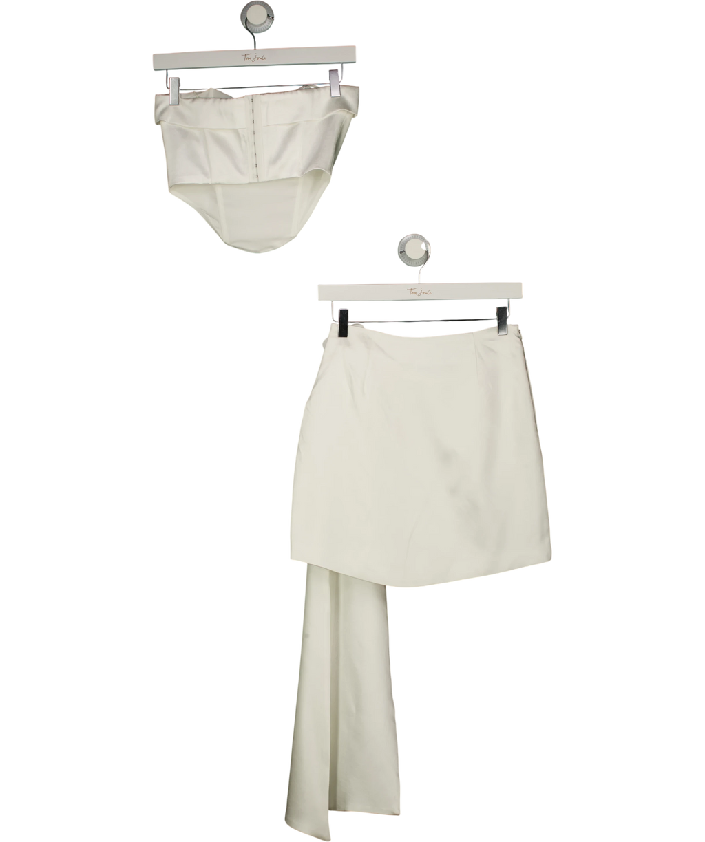 Meshki 2-piece Margot Strapless Rose Corset Top & Margot Rose Mini Skirt Set White UK S