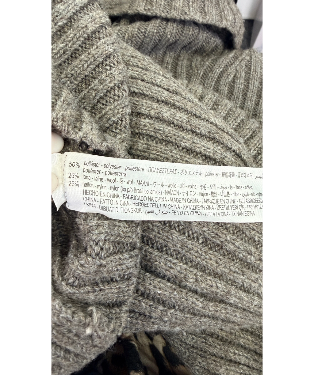ZARA 2-piece Ribbed Wool Blend Roll Neck Jumper & Skirt Set Grey UK S