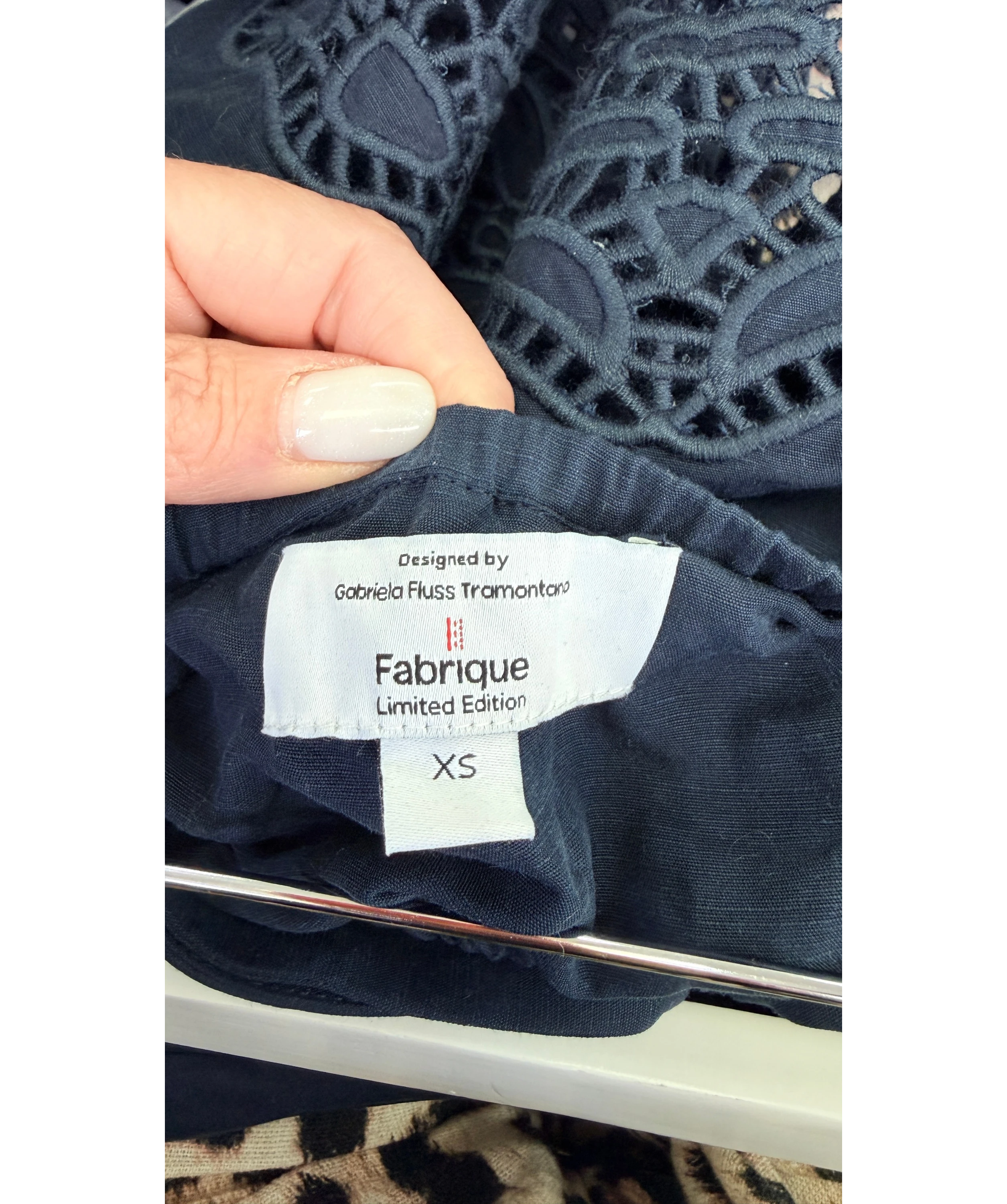 Fabrique X Gabriela Fluss Tramontano Grazia Top & Skirt Set Navy Blue UK XS