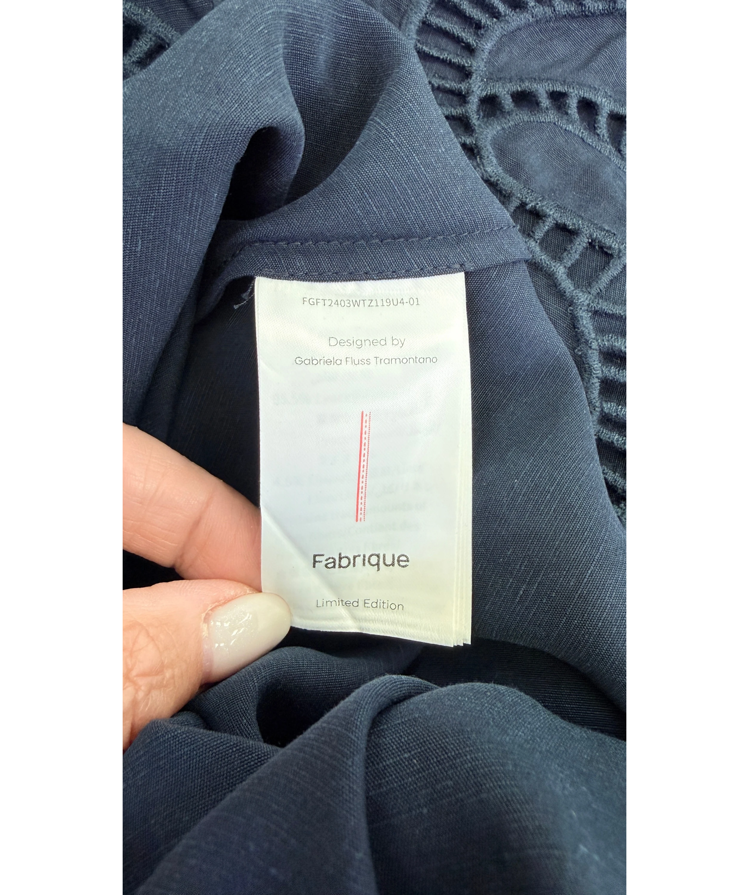 Fabrique X Gabriela Fluss Tramontano Grazia Top & Skirt Set Navy Blue UK XS
