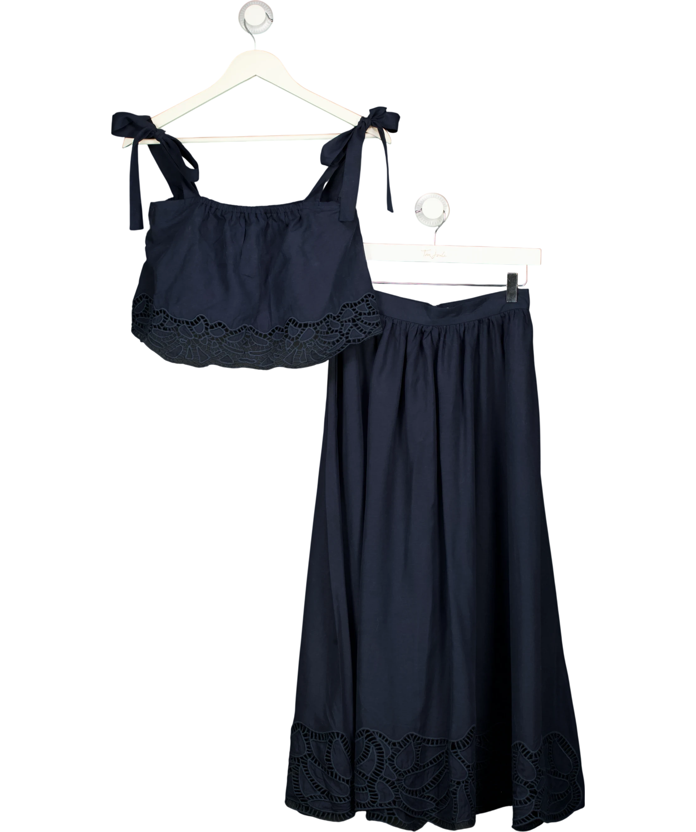 Fabrique X Gabriela Fluss Tramontano Grazia Top & Skirt Set Navy Blue UK XS
