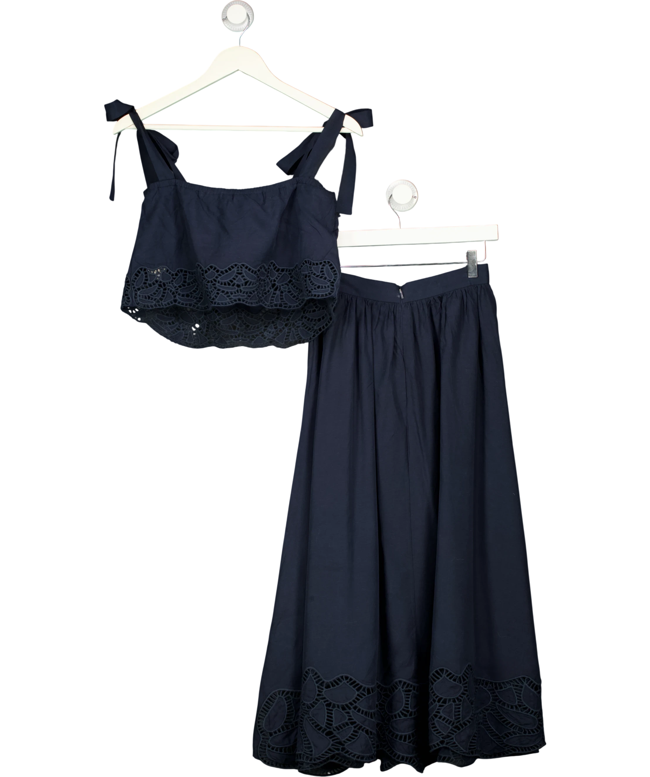 Fabrique X Gabriela Fluss Tramontano Grazia Top & Skirt Set Navy Blue UK XS