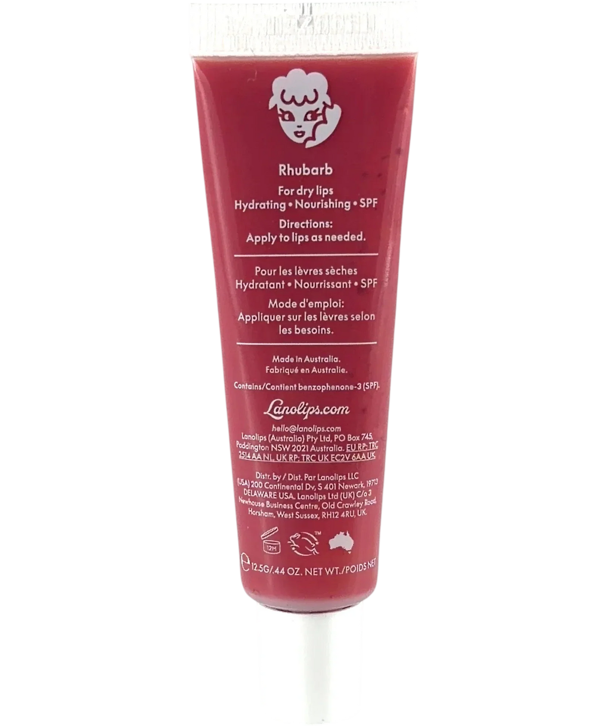 Lano Lips Rhubarb Tinted Lip Balm Rhubarb, size 12.5g — back
