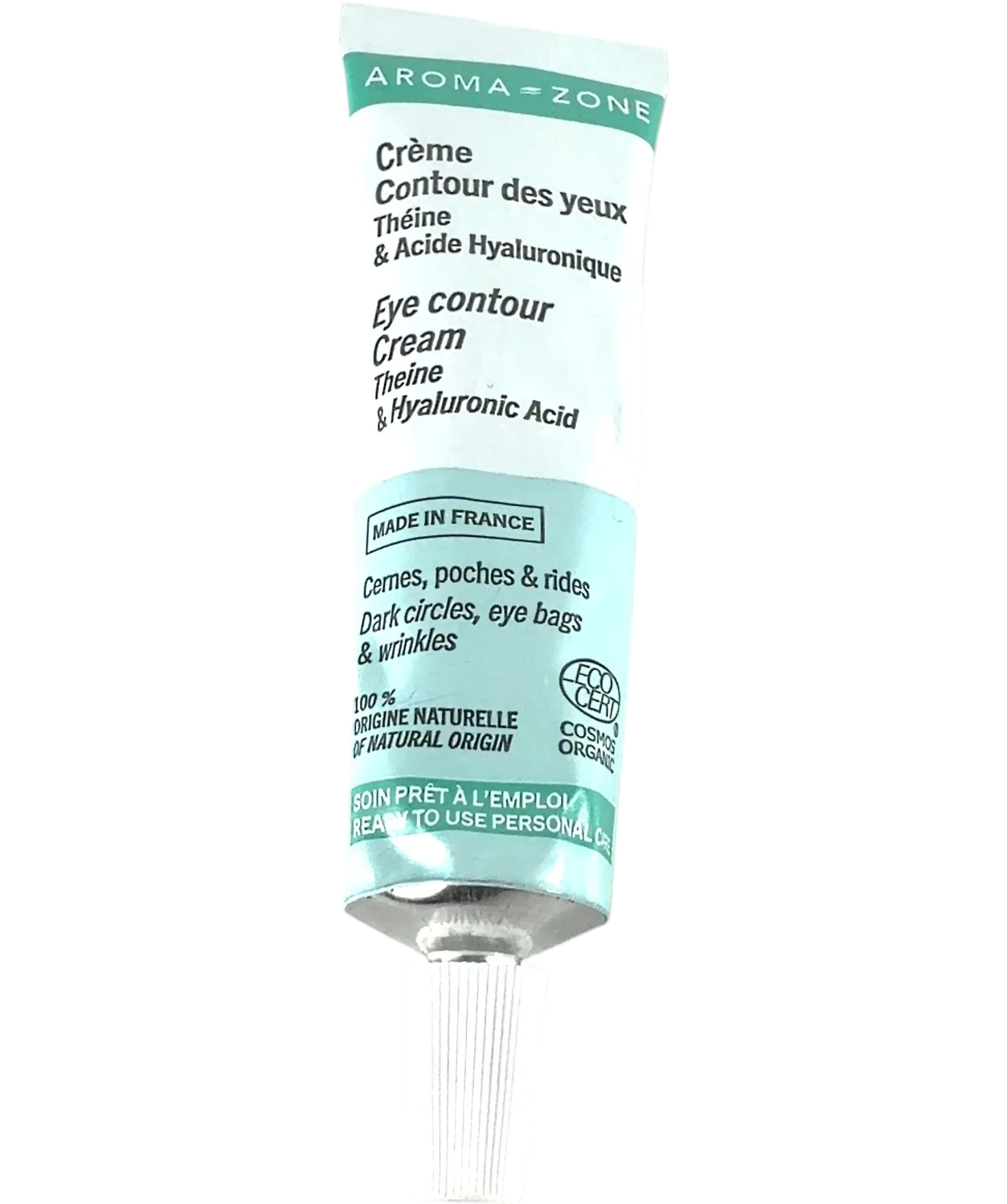 aroma zone Theine & Hyaluronic Acid Eye Contour Cream, size 15ml — front