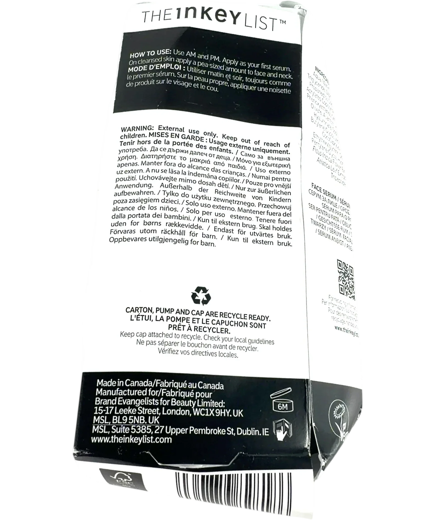 The Inkey List List Exosome Hydro-Glow Complex Face Serum, size 30ml — back