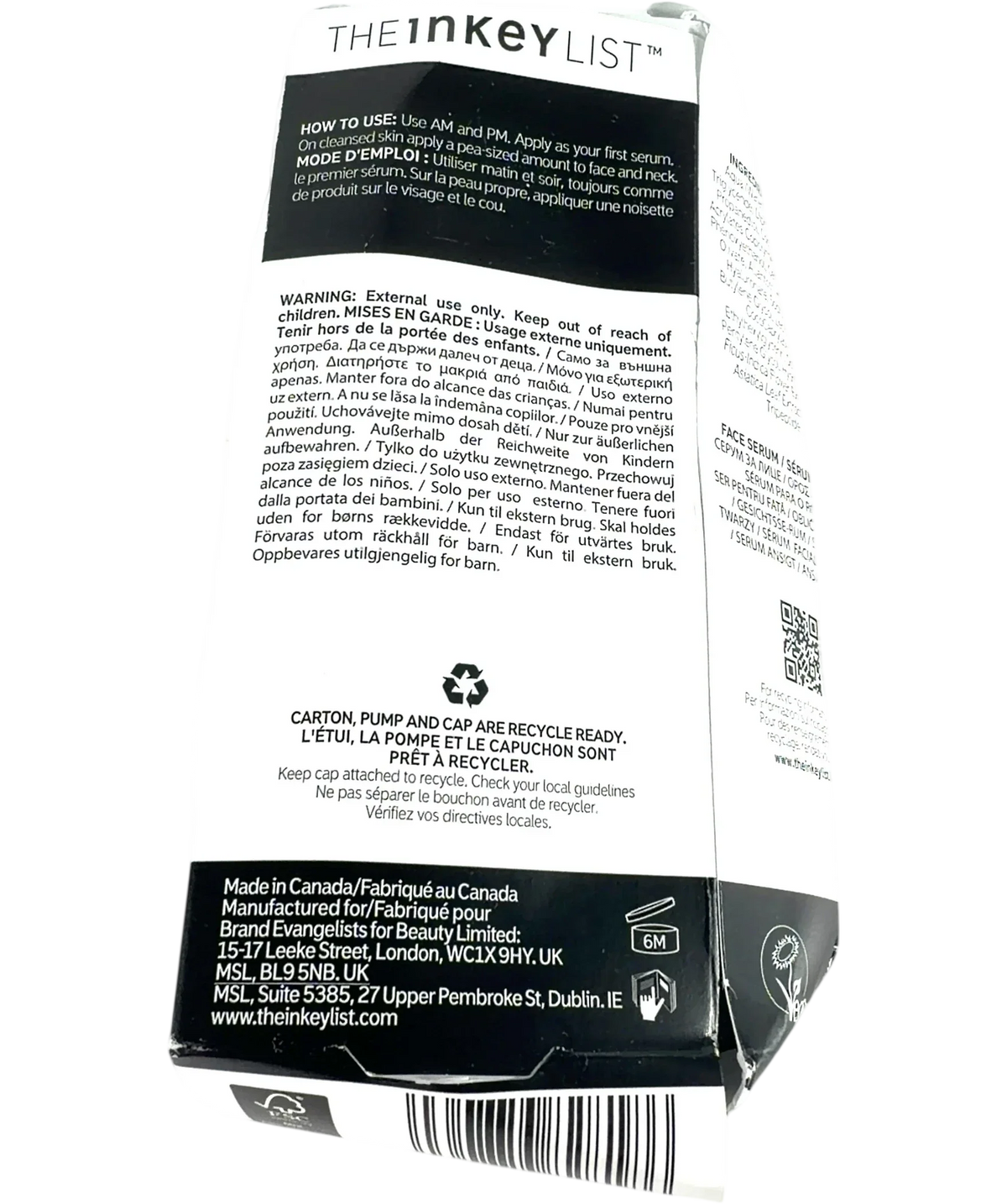 The Inkey List List Exosome Hydro-Glow Complex Face Serum, size 30ml — back
