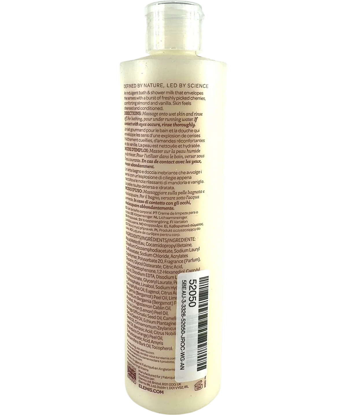Elemis Black cherry Black Cherry Bath & Shower Milk, size 300ml — back