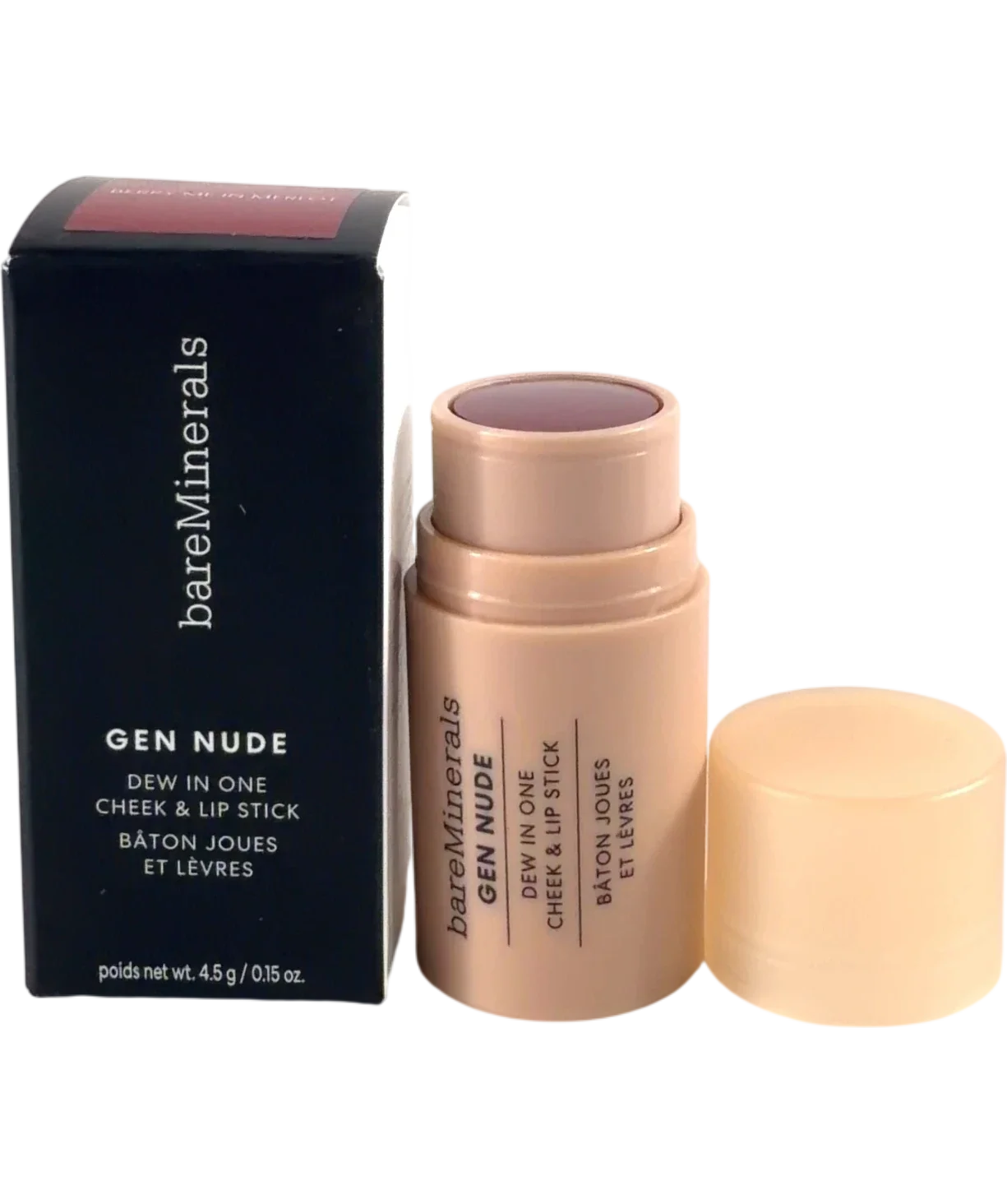 bareMinerals Berry me in merlot Gen Nude Dew in One Cheek & Lip Stick, size 4.5g — front