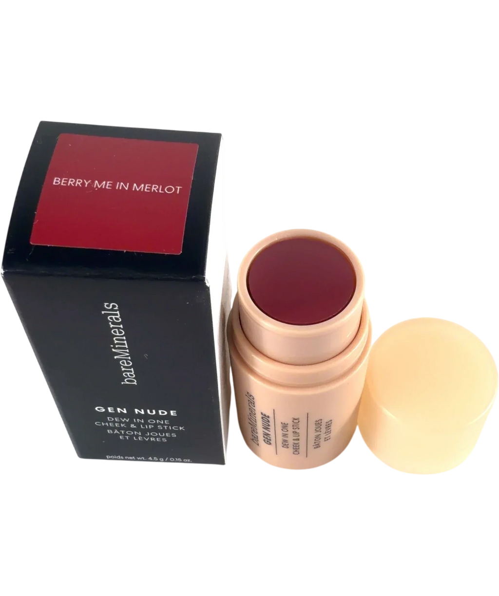 bareMinerals Berry me in merlot Gen Nude Dew in One Cheek & Lip Stick, size 4.5g — back