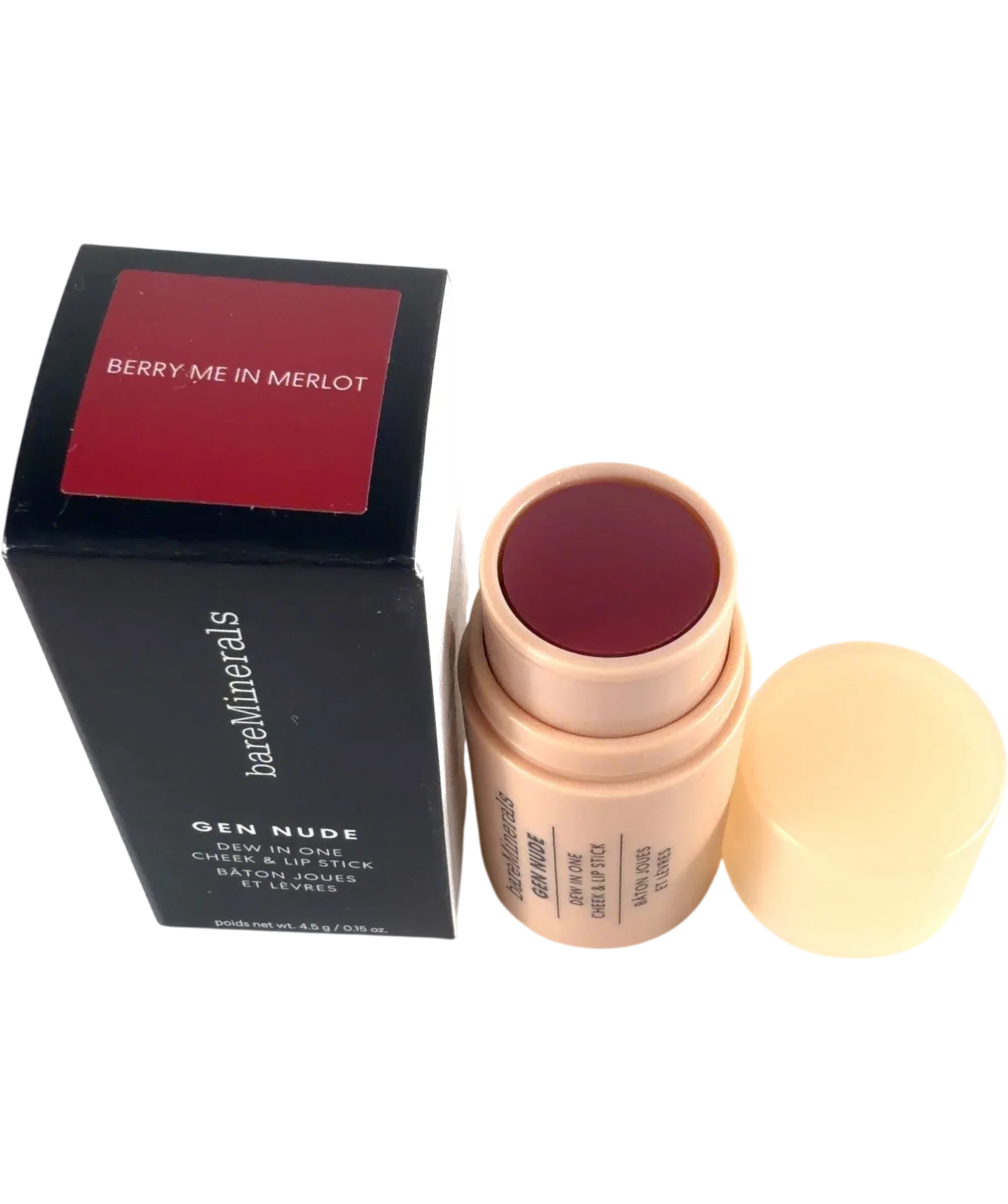 bareMinerals Berry me in merlot Gen Nude Dew in One Cheek & Lip Stick, size 4.5g — back