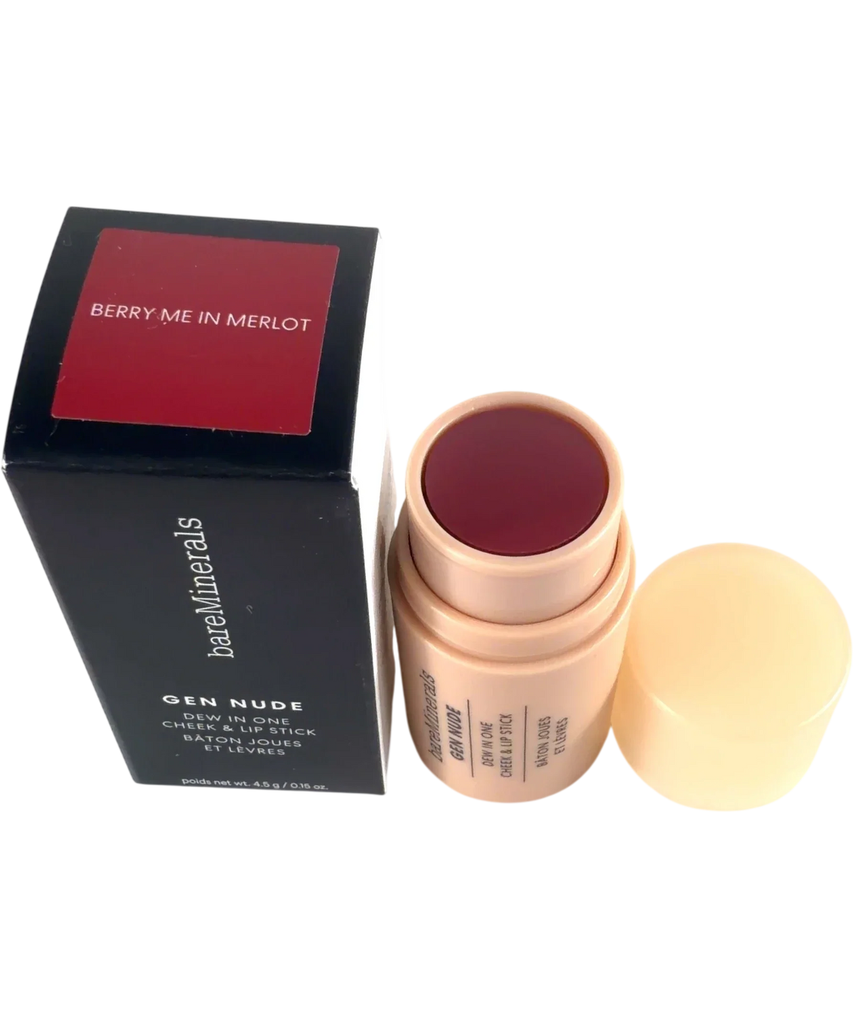 bareMinerals Berry me in merlot Gen Nude Dew in One Cheek & Lip Stick, size 4.5g — back