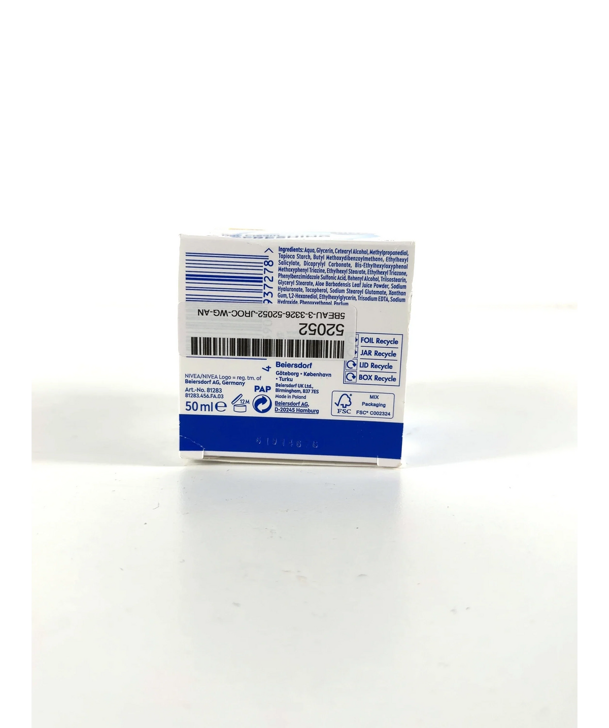 nivea Refreshing Day Cream Spf30 50ml — Batch number or expiry date