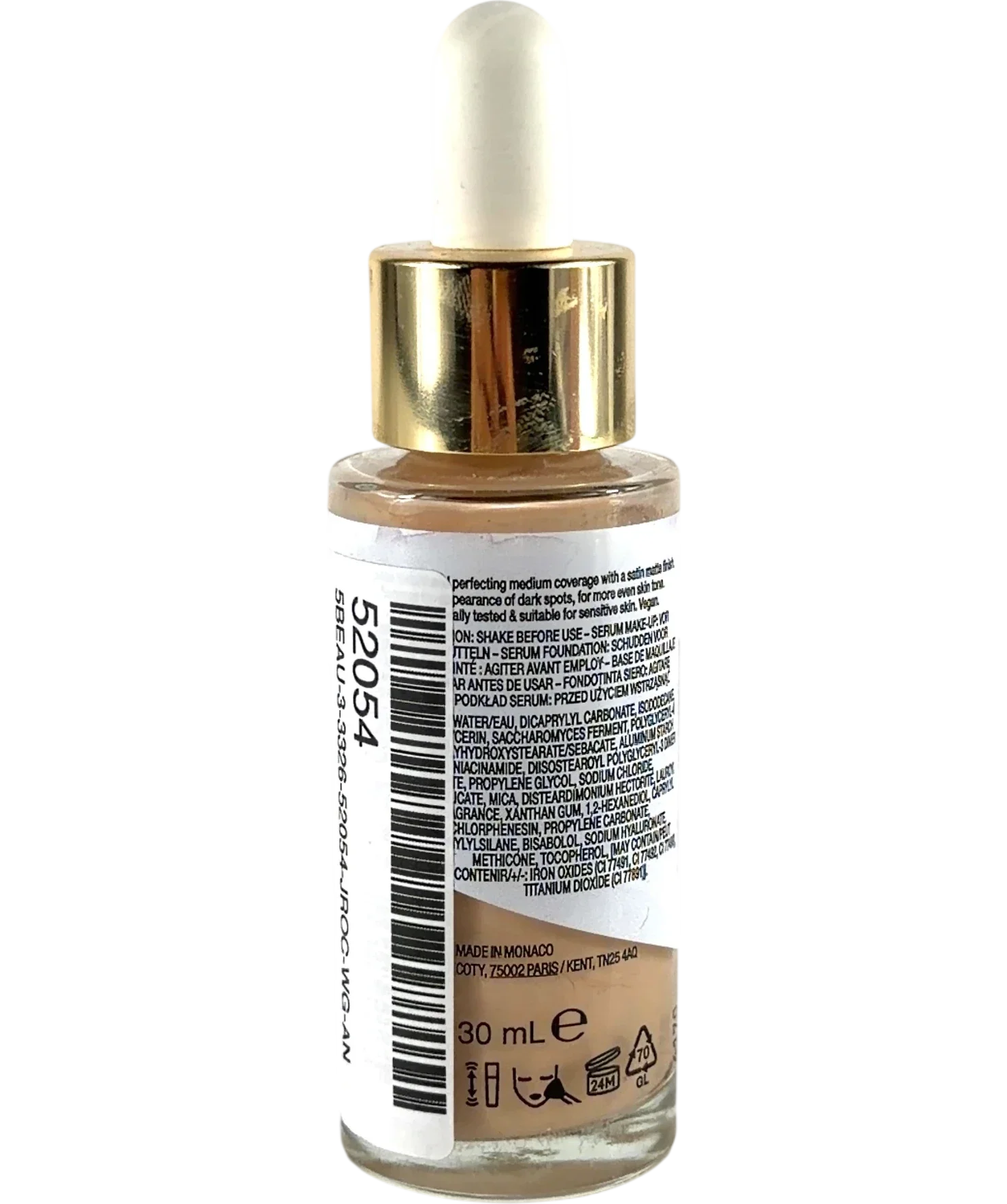 Max Factor 10-30 Fair Miracle Pure Skin Reset 2 in 1 Serum Foundation, size 30ml — back