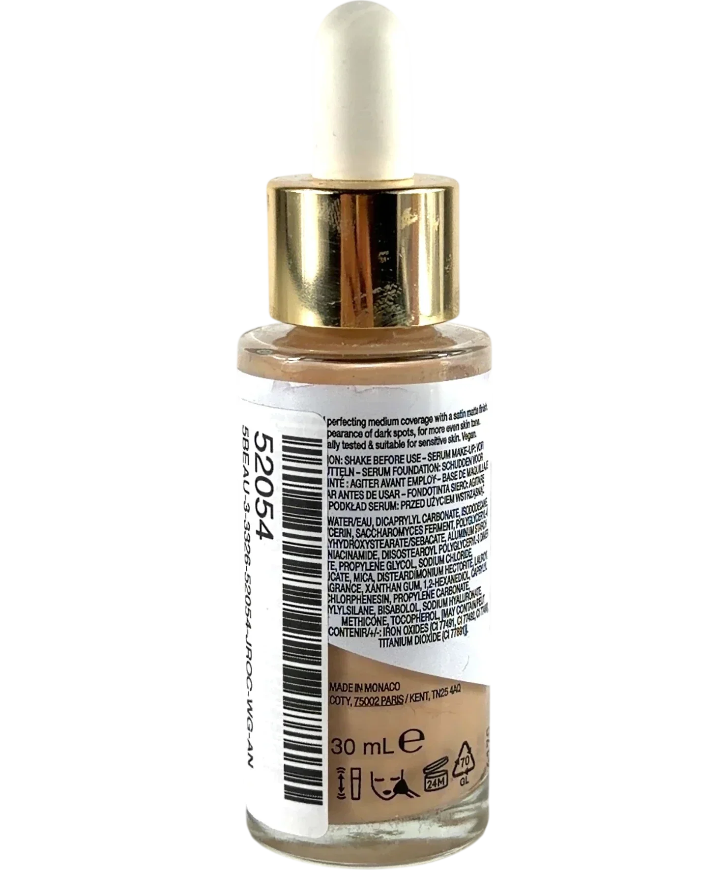 Max Factor 10-30 Fair Miracle Pure Skin Reset 2 in 1 Serum Foundation, size 30ml — back