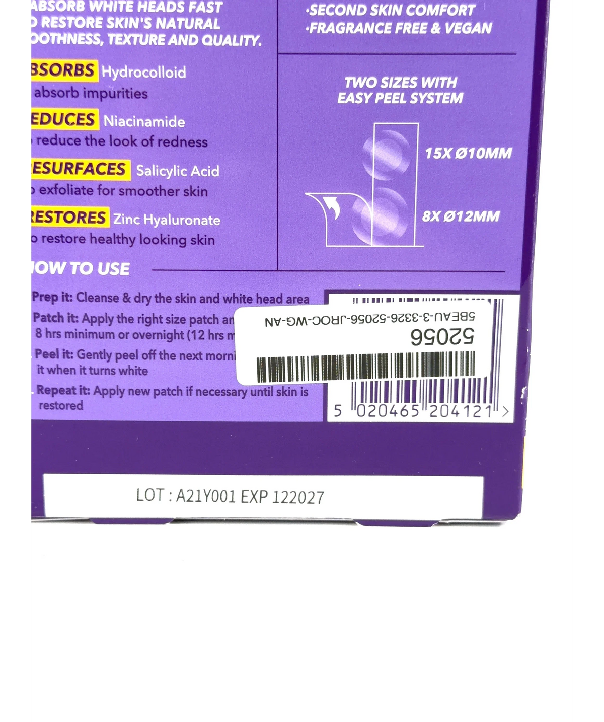 Purifide By Acnecide Skin Restore Power Patch X23 — Batch number or expiry date