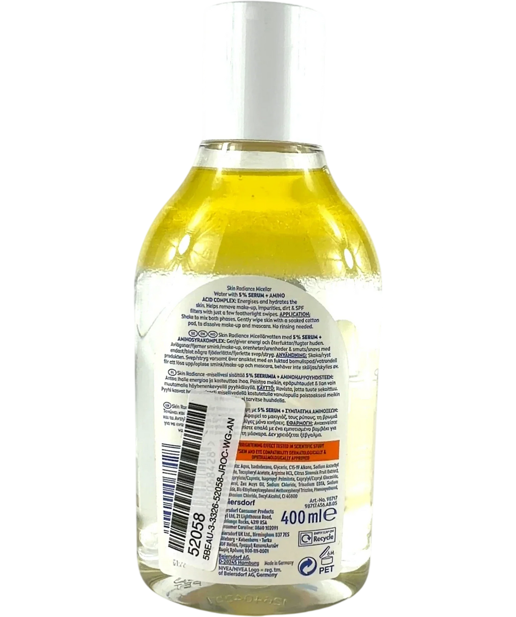 nivea Skin Radiance Serum Infused Micellar Water, size 400ml — back