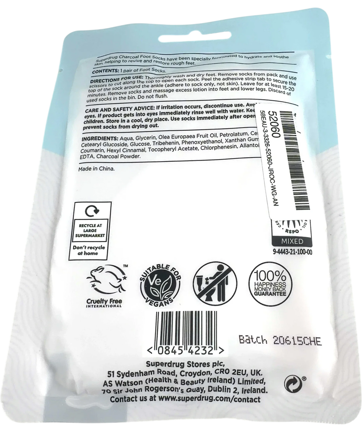 Superdrug Charcoal Foot Pack — back