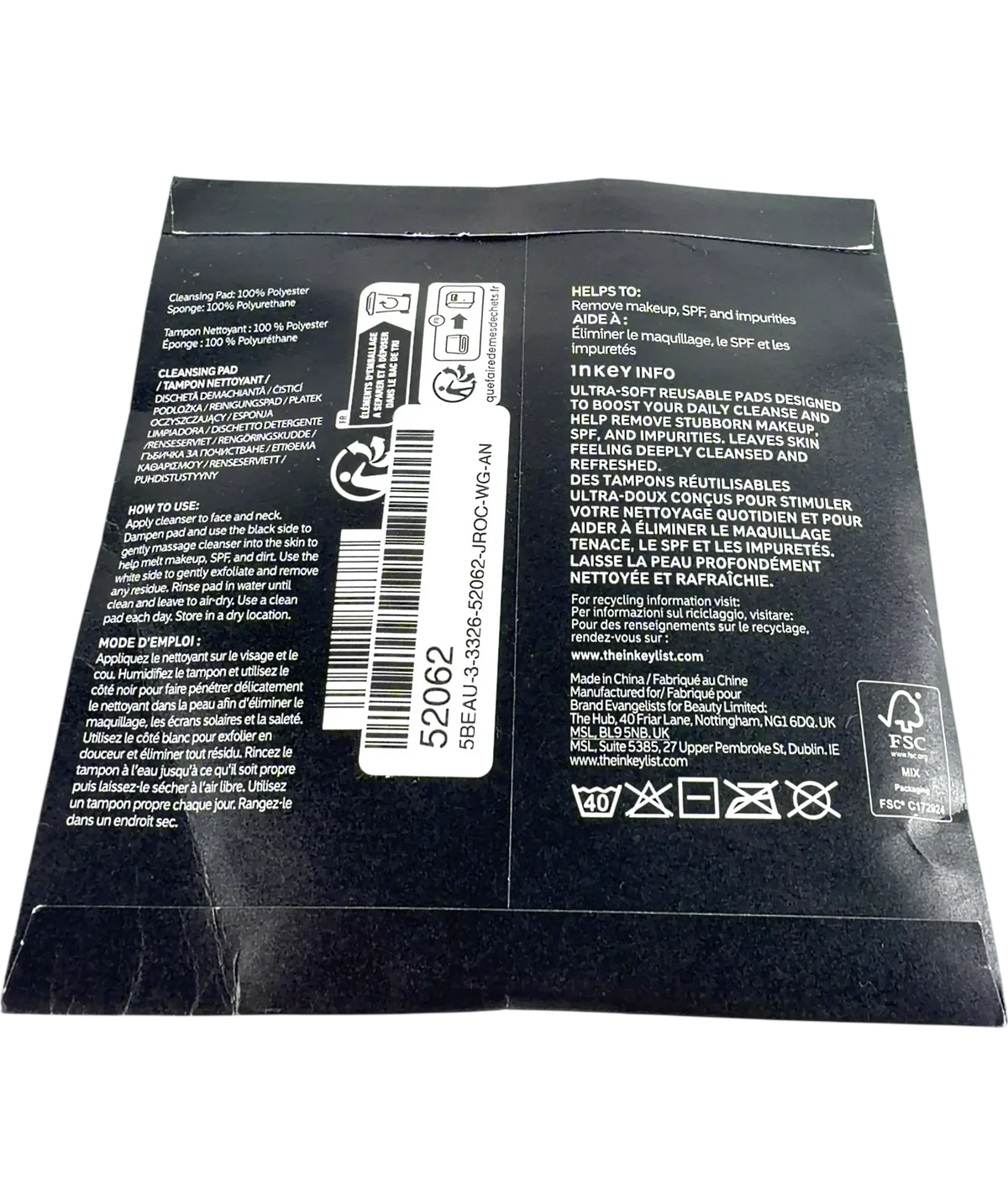 The Inkey List Reusable Double-Sided Cleansing Pad, size X1 — back