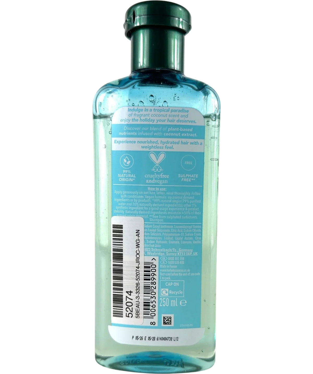HERBAL ESSENCES FIJI Fiji Lightweight Hydration Shampoo, size 250ml — back