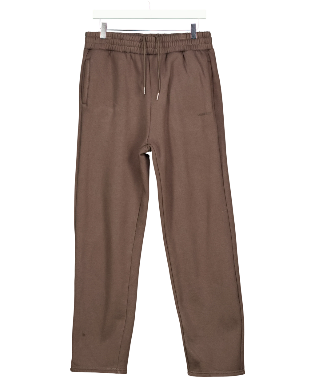 WILLIAM GILES Brown Chocolate Brown Straight Leg Joggers, size UK M — front