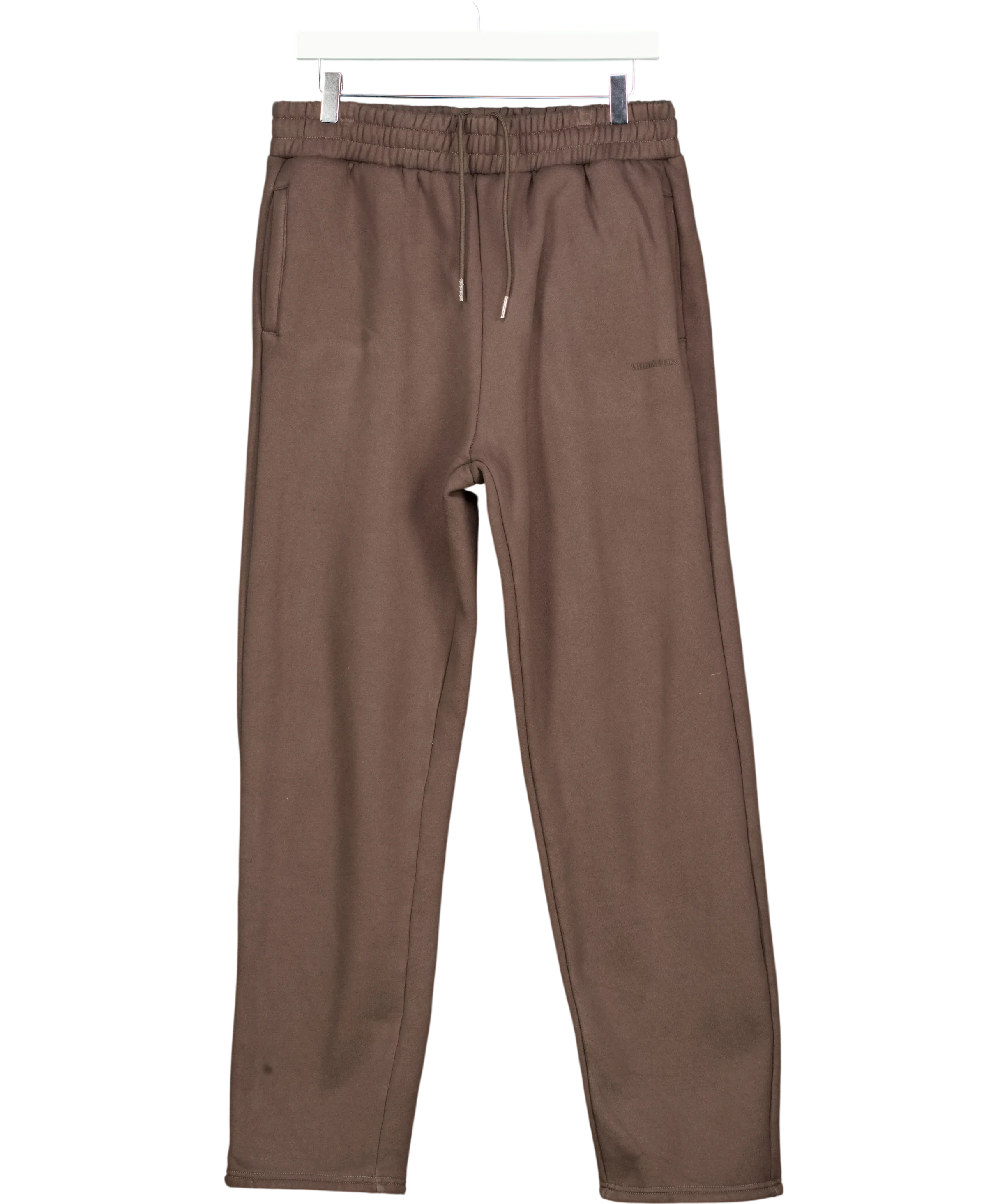 WILLIAM GILES Brown Chocolate Brown Straight Leg Joggers, size UK M — front
