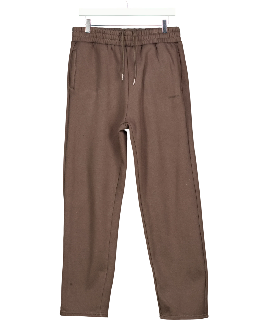 WILLIAM GILES Brown Chocolate Brown Straight Leg Joggers, size UK M — front