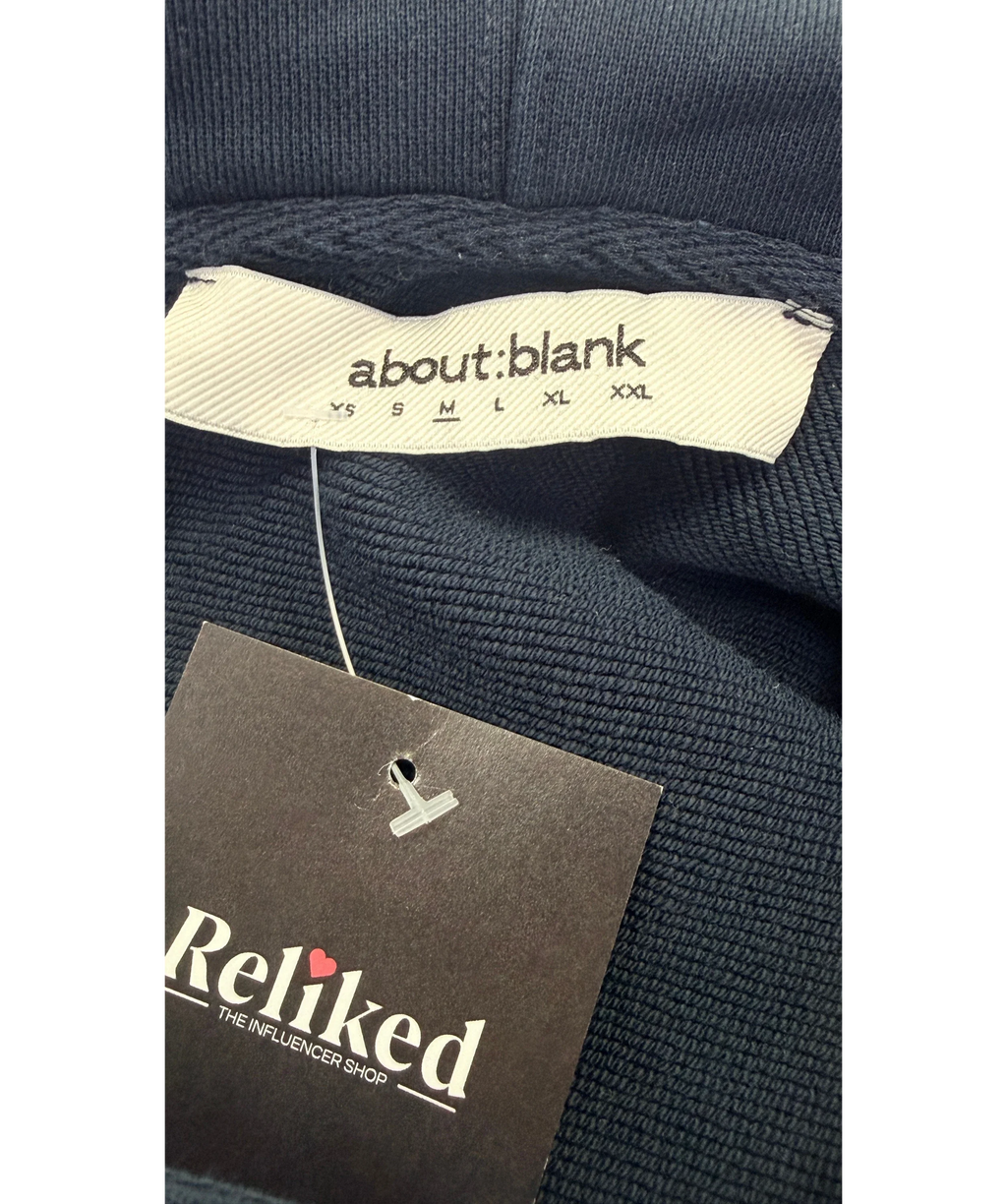 about:blank Blue Cut Off Hoodie Navy  BLUE, size UK M — detail