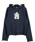 about:blank Blue Cut Off Hoodie Navy  BLUE, size UK M — front