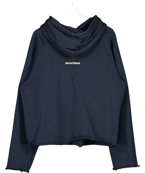 about:blank Blue Cut Off Hoodie Navy  BLUE, size UK M — back