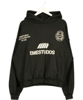 EME STUDIOS Black Stealth Shadow Oversized Hoodie Black, size UK M — front
