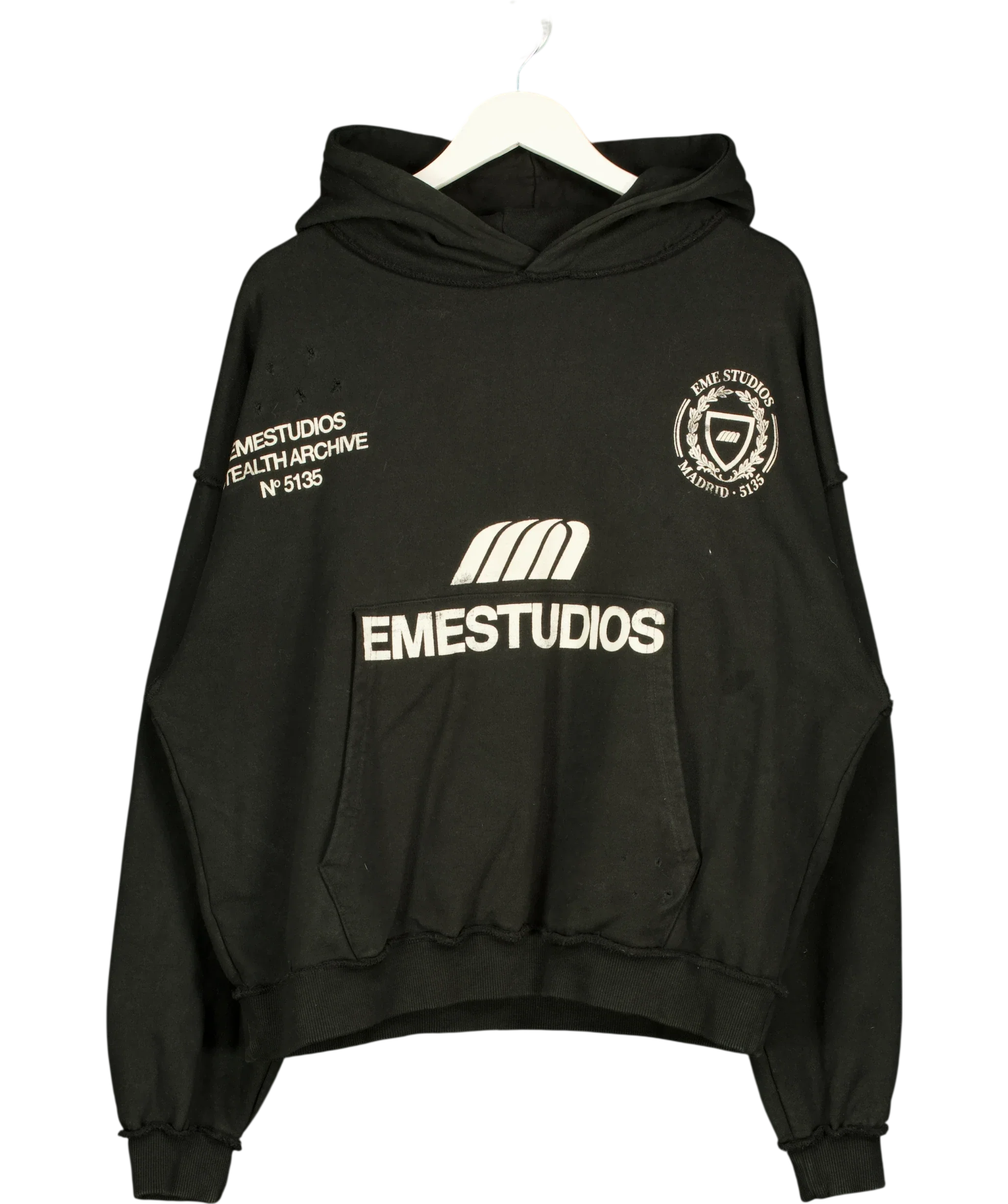 EME STUDIOS Black Stealth Shadow Oversized Hoodie Black, size UK M — front