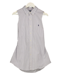 Polo Ralph Lauren White Sleeveless Open Back Check Shirt, size UK S — front