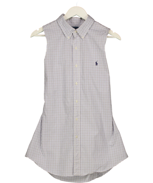 Polo Ralph Lauren White Sleeveless Open Back Check Shirt UK S