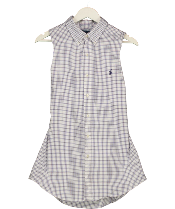 Polo Ralph Lauren White Sleeveless Open Back Check Shirt UK S