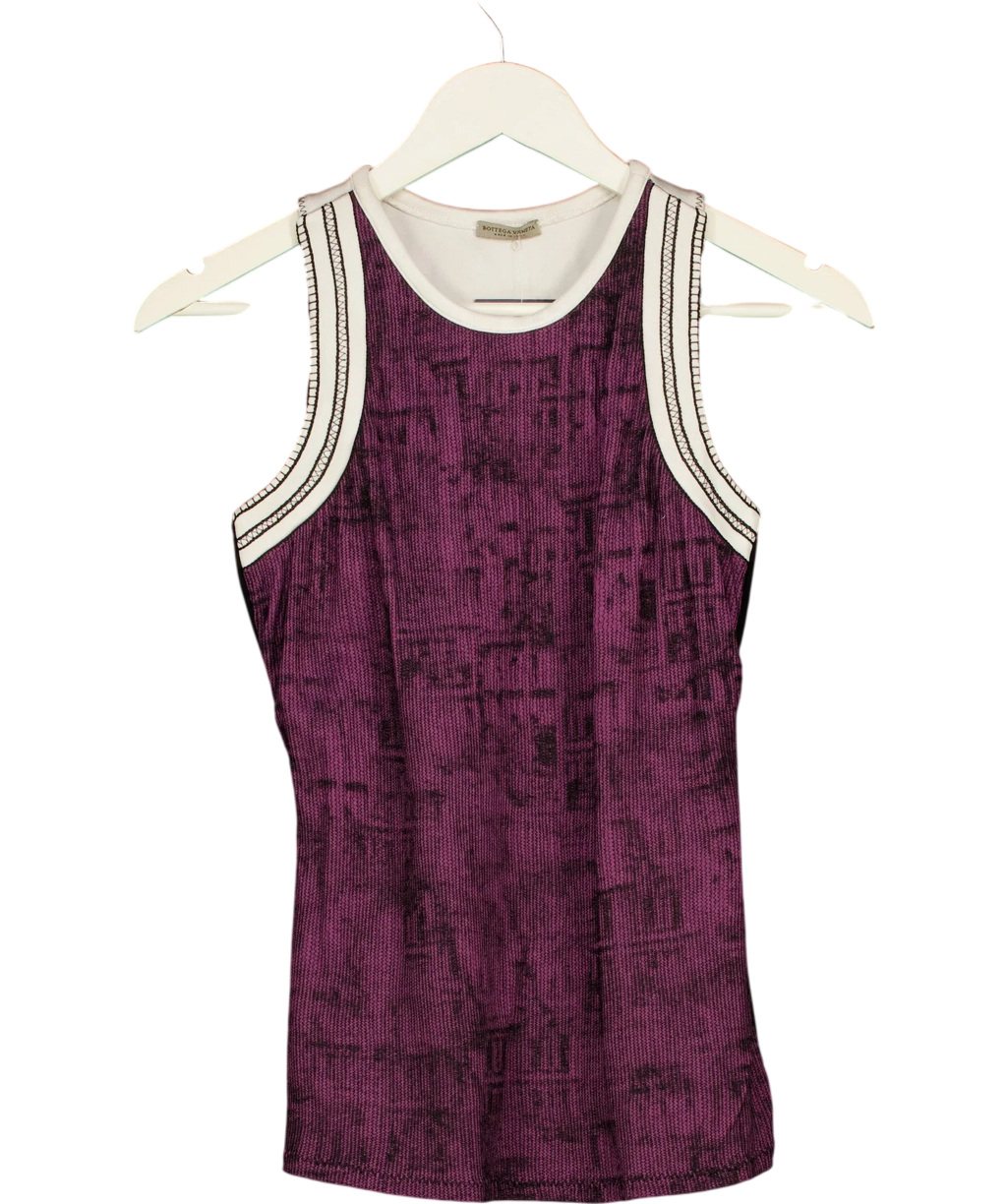 BOTTEGA VENETA Purple Veneta Printed Contrast Trim Tank Top Purple, size UK S — front