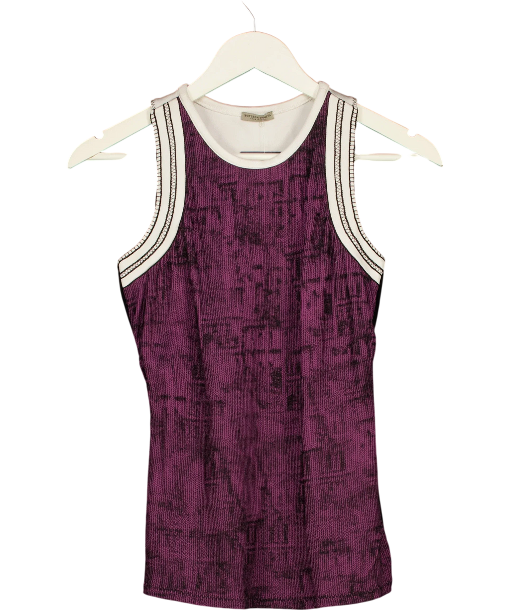 BOTTEGA VENETA Purple Veneta Printed Contrast Trim Tank Top Purple, size UK S — front