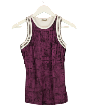 BOTTEGA VENETA Veneta Printed Contrast Trim Tank Top Purple UK S