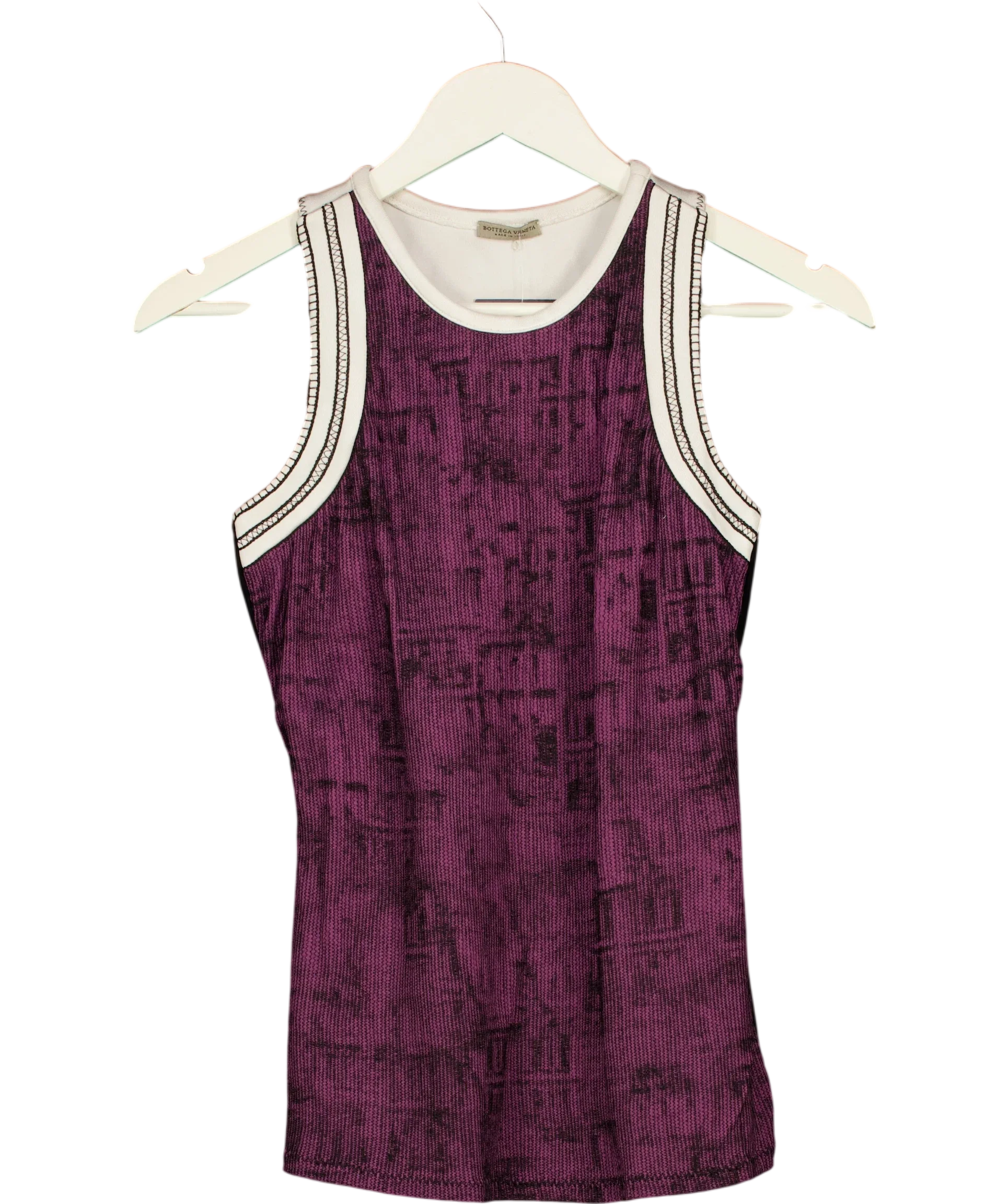 BOTTEGA VENETA Purple Veneta Printed Contrast Trim Tank Top Purple, size UK S — front