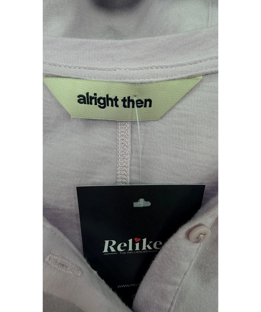 ALRIGHT THEN Purple Lilac PURPLE  Long Sleeve COTTON & SILK BLEND Henley Tee Size 0, size UK 4 — detail